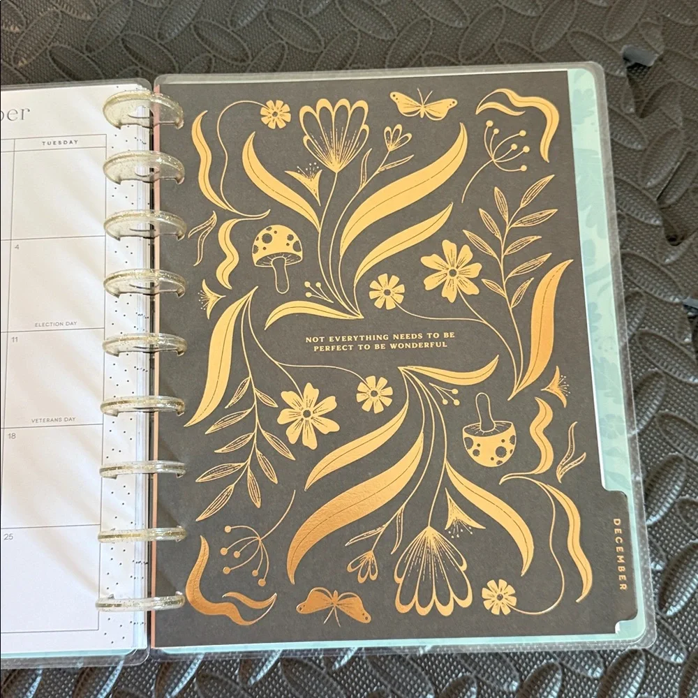 Happy Planner Floral Blue Planner with Gold Accents
